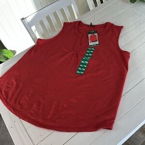 Tahari XL 60% cotton 40% rayon sleeveless flowing tank top burnt orange NWT